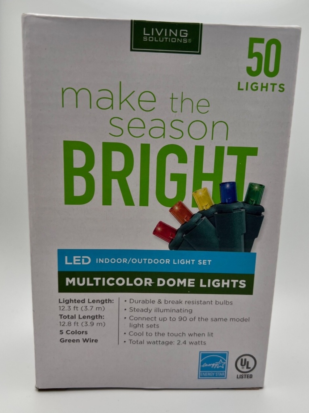 Living Solution 50 LED Multicolor Dome Lights Indoor/Outdoor Light Set 12.8ft